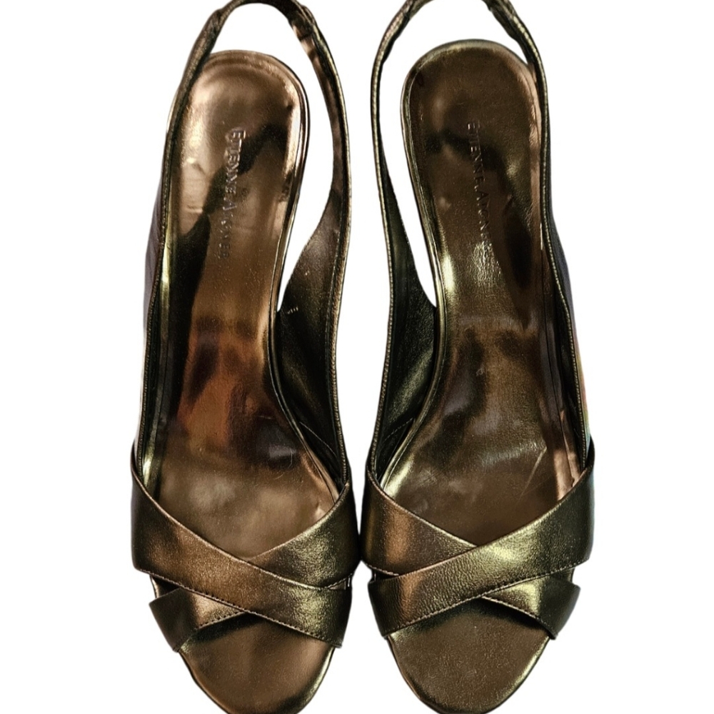 Etienne Aigner Leather Aged Bronze Heels (9.5)